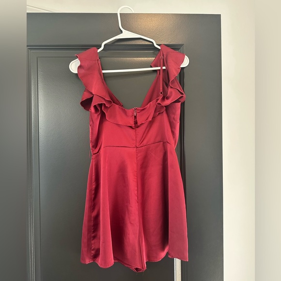 Deep red maroon satin romper. Urban Outfitters. Worn once. - Picture 2 of 2